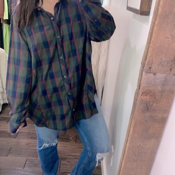 Terra & Sky plaid button up top size 2X new with tags - Picture 2 of 8